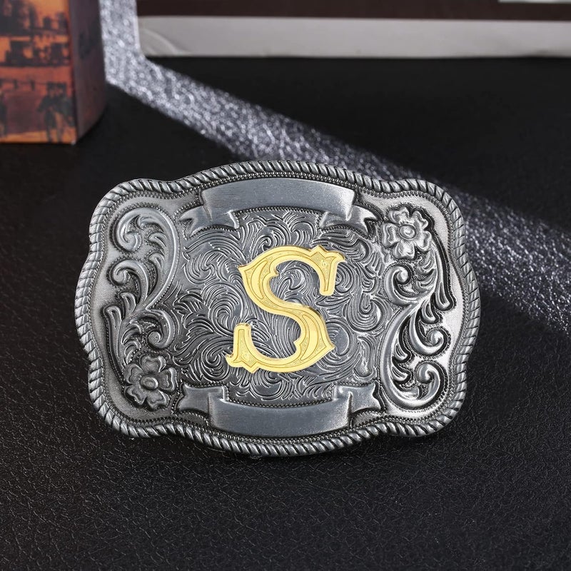 QQA Western Cowboy/Cowgirl Initial Belt Buckle Letter ABC to Z Upgrade Design for Men and Women - Image 2